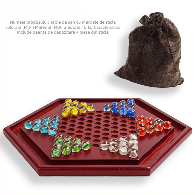 Dama din lemn cu mingi de sticlă – joc educațional de masă