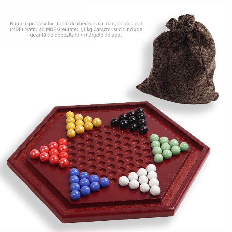 Dama din lemn cu mingi de sticlă – joc educațional de masă