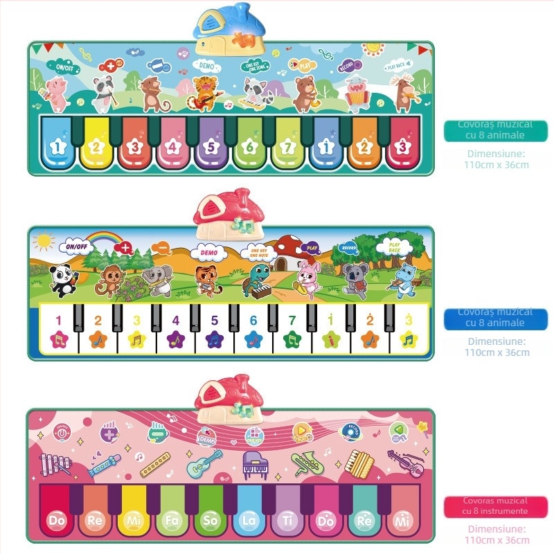 Covoraș de pian cu înregistrare pentru copii – muzică cu animale, pătură interactivă de joacă
