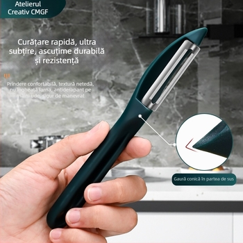 Curățător de fructe și legume - oțel inoxidabil și plastic, multifuncțional, Creative Woodworking Room