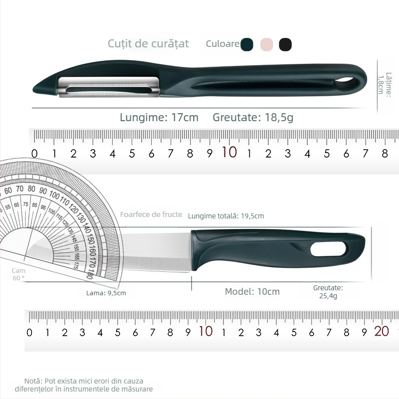 Curățător de fructe și legume - oțel inoxidabil și plastic, multifuncțional, Creative Woodworking Room