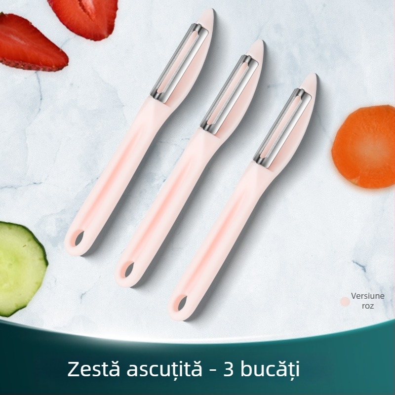 Curățător de fructe și legume - oțel inoxidabil și plastic, multifuncțional, Creative Woodworking Room