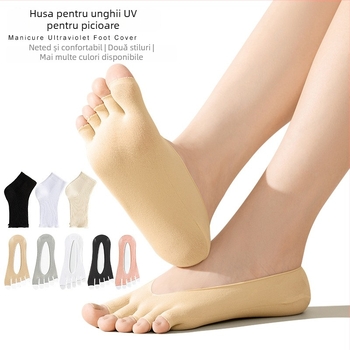 Monika Nails Professional Acoperitoare pentru picioare cu protecție UV pentru manichiură, formă de barcă, deschidere deschisă, design fără degete, pereche