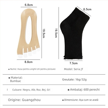 Monika Nails Professional Acoperitoare pentru picioare cu protecție UV pentru manichiură, formă de barcă, deschidere deschisă, design fără degete, pereche