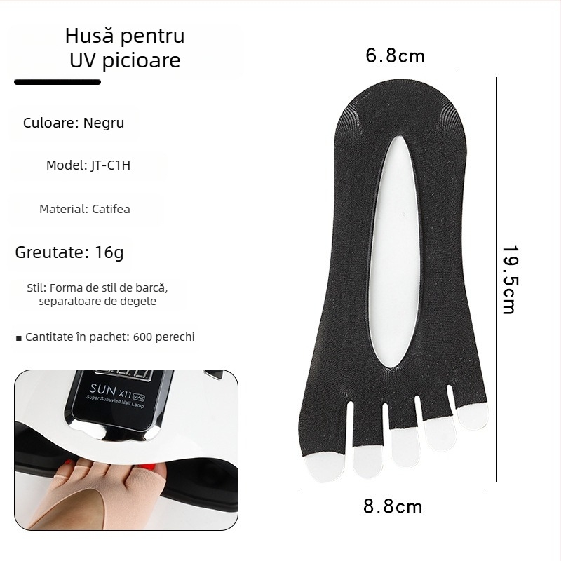 Monika Nails Professional Acoperitoare pentru picioare cu protecție UV pentru manichiură, formă de barcă, deschidere deschisă, design fără degete, pereche