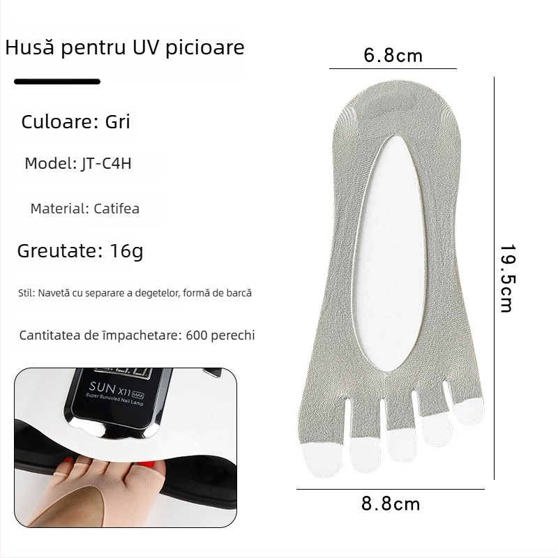 Monika Nails Professional Acoperitoare pentru picioare cu protecție UV pentru manichiură, formă de barcă, deschidere deschisă, design fără degete, pereche