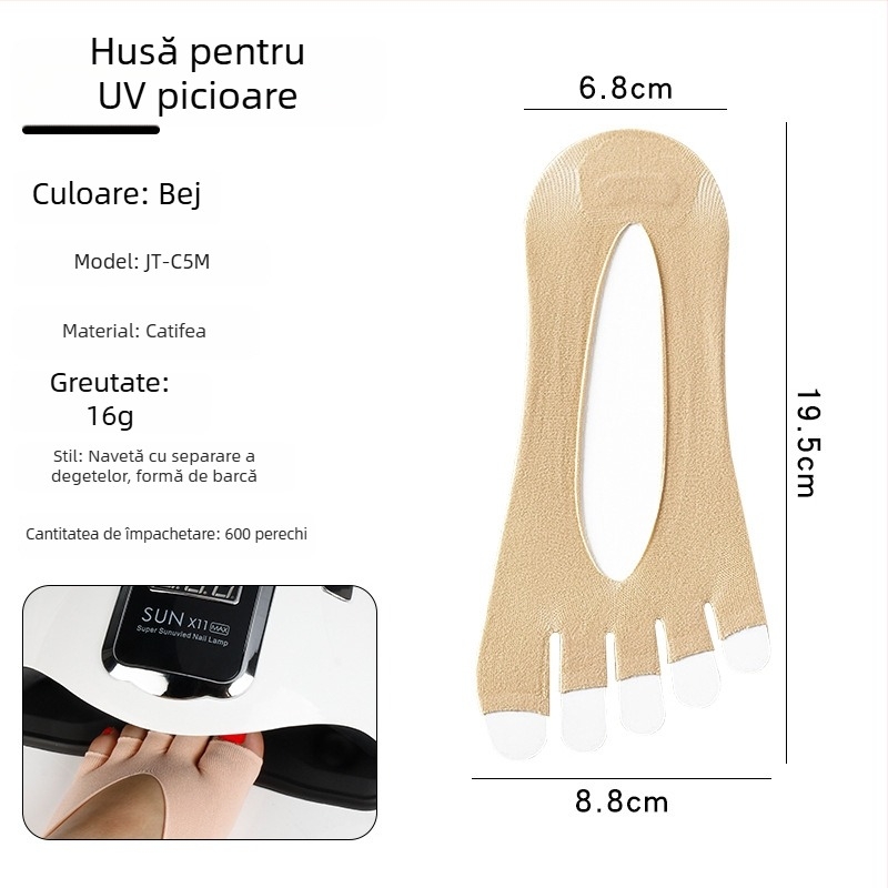 Monika Nails Professional Acoperitoare pentru picioare cu protecție UV pentru manichiură, formă de barcă, deschidere deschisă, design fără degete, pereche