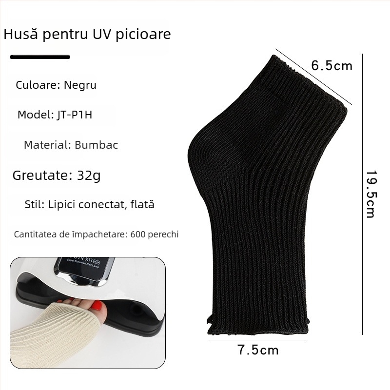 Monika Nails Professional Acoperitoare pentru picioare cu protecție UV pentru manichiură, formă de barcă, deschidere deschisă, design fără degete, pereche