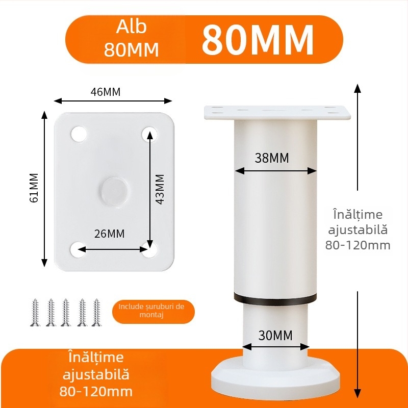 Picioare de sprijin reglabile pentru mobilier – telescopic, oțel laminat la rece, sufragerie