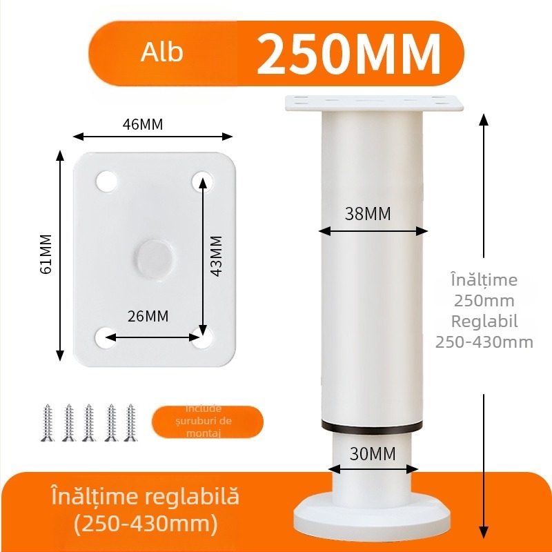 Picioare de sprijin reglabile pentru mobilier – telescopic, oțel laminat la rece, sufragerie