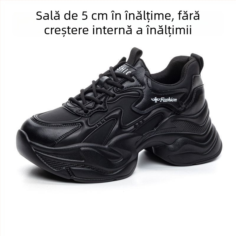 Pantofi sport damă cu piele split, căptuțiți cu fleece, talpă din cauciuc și branț cu creștere înălțime