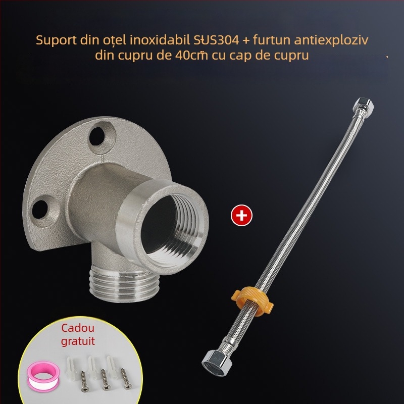 Bază de montaj pentru robinet din oțel inoxidabil 304, filetare interne și externe de 1/2 inch, suport de perete și adaptor cot