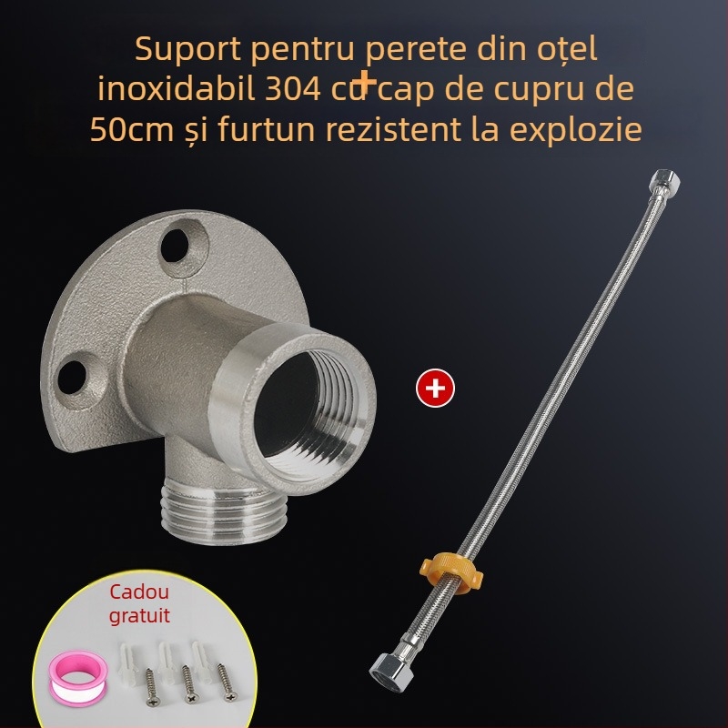 Bază de montaj pentru robinet din oțel inoxidabil 304, filetare interne și externe de 1/2 inch, suport de perete și adaptor cot