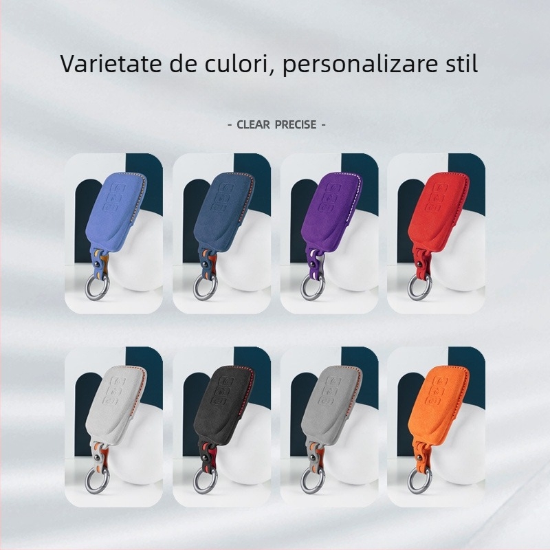 Husă pentru cheia Lexus cu interior din Alcantara suede, marca SNBLO, personalizare disponibilă și imprimare a logo-ului