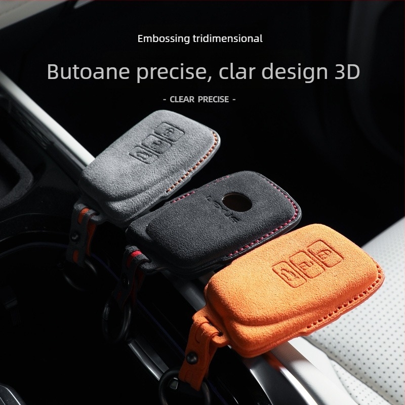 Husă pentru cheia Lexus cu interior din Alcantara suede, marca SNBLO, personalizare disponibilă și imprimare a logo-ului