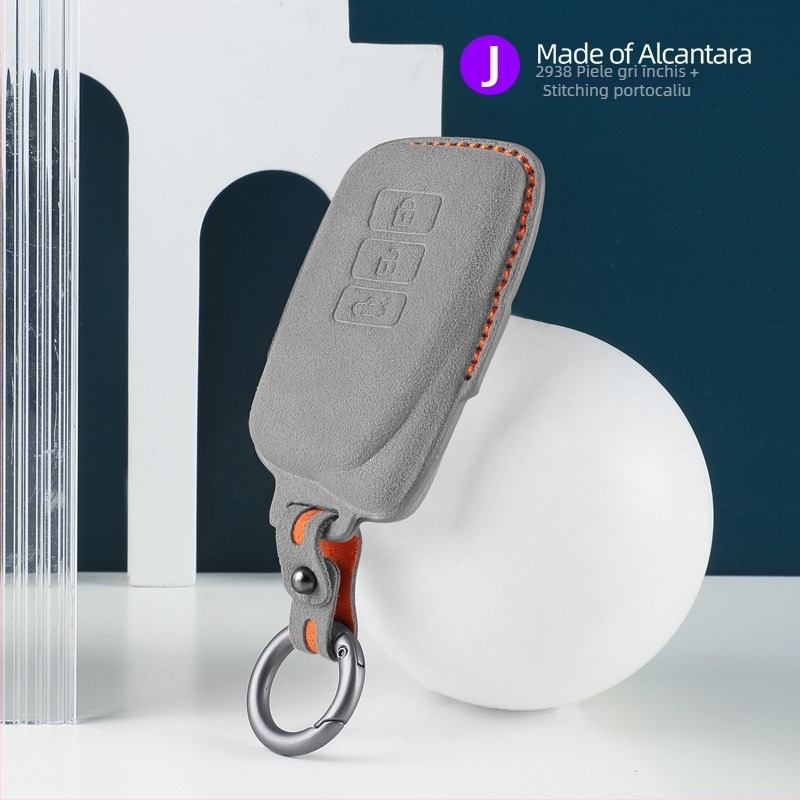 Husă pentru cheia Lexus cu interior din Alcantara suede, marca SNBLO, personalizare disponibilă și imprimare a logo-ului