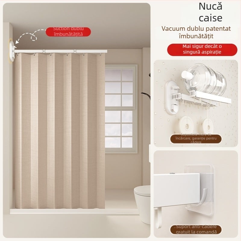 Perdea de duș pentru separare în baie, poliester, stil Nordic, model solid sau desen animat, Smart brand intelligence