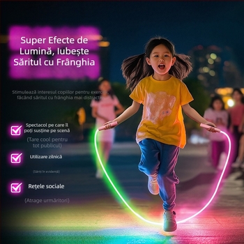 Sfoară luminoasă de sărit, PU material, pentru alergare, nu pentru copii