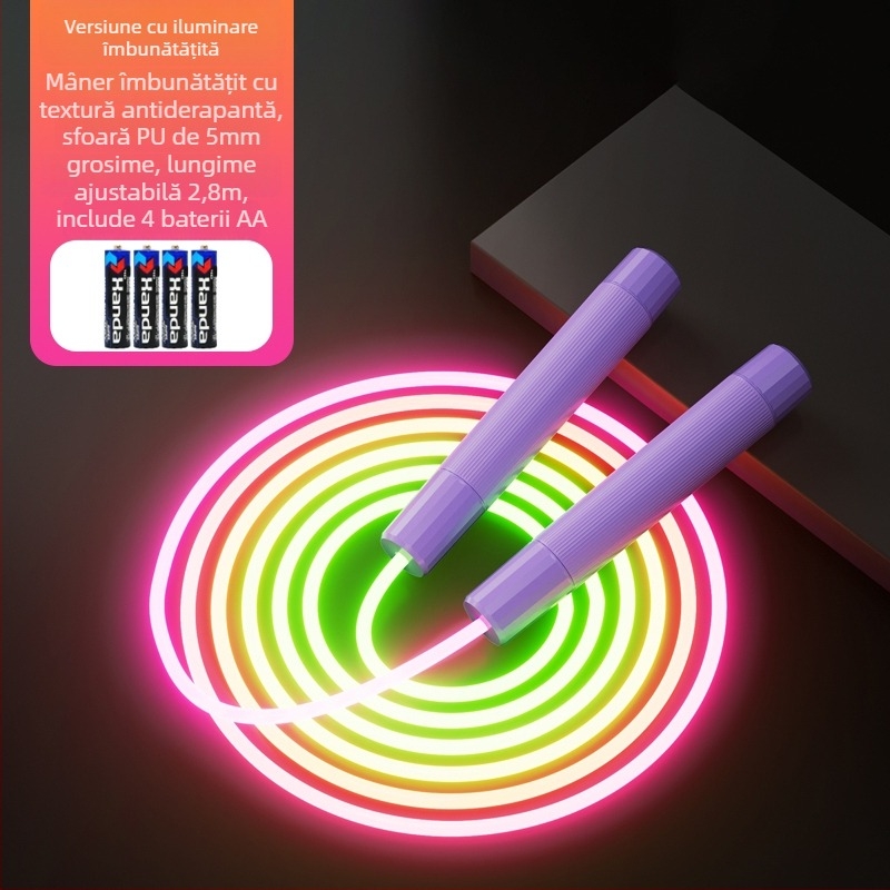 Sfoară luminoasă de sărit, PU material, pentru alergare, nu pentru copii