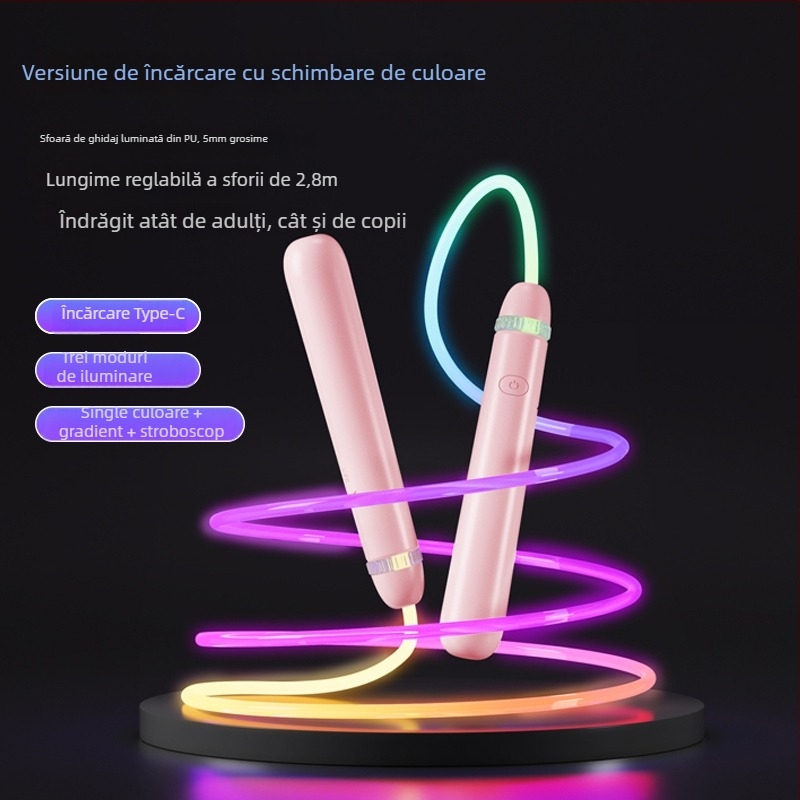 Sfoară luminoasă de sărit, PU material, pentru alergare, nu pentru copii