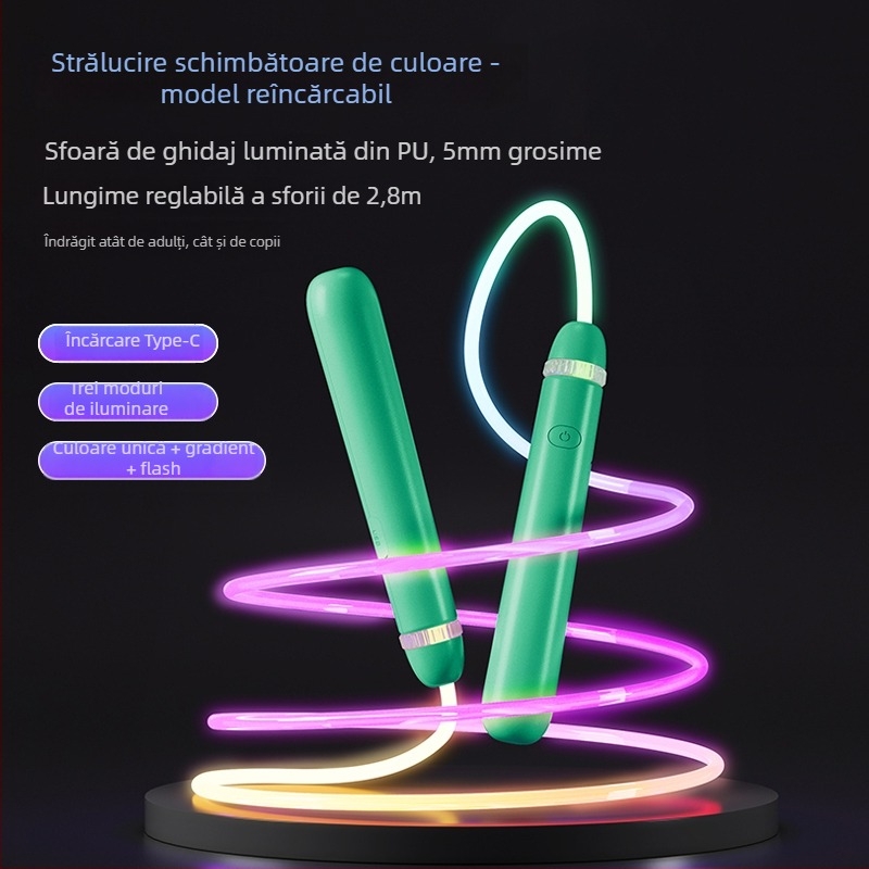 Sfoară luminoasă de sărit, PU material, pentru alergare, nu pentru copii