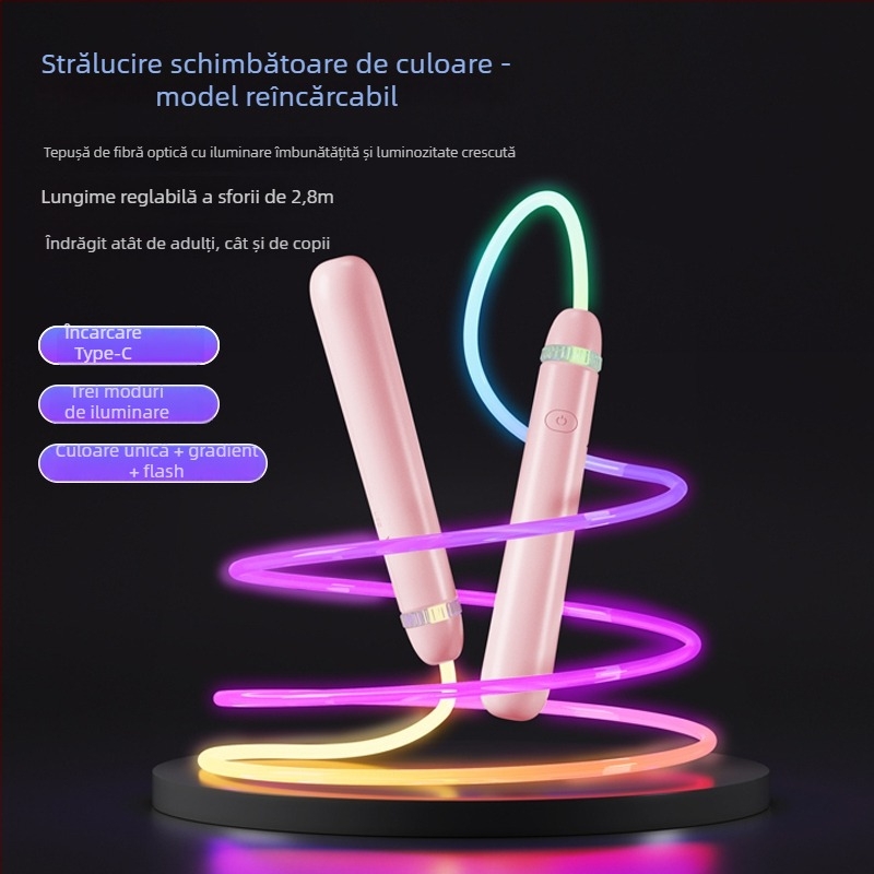 Sfoară luminoasă de sărit, PU material, pentru alergare, nu pentru copii