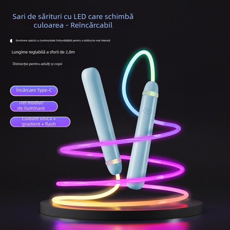 Sfoară luminoasă de sărit, PU material, pentru alergare, nu pentru copii