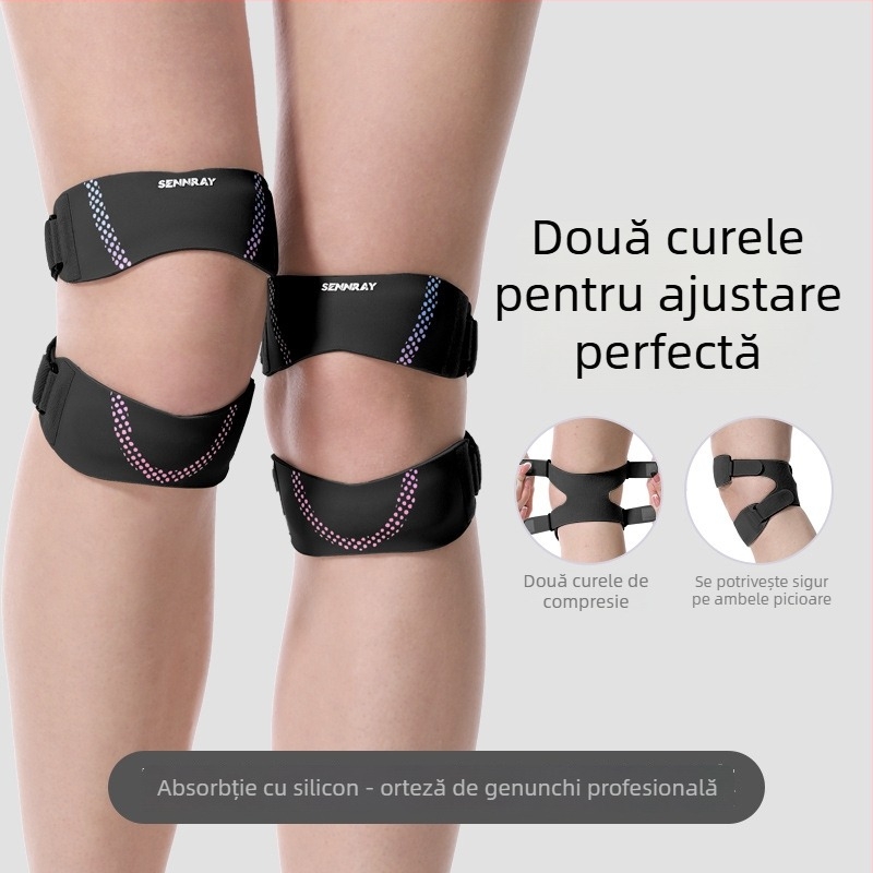 Bandă pentru genunchi cu curea anti-alunecare pentru patelă – Material poliester