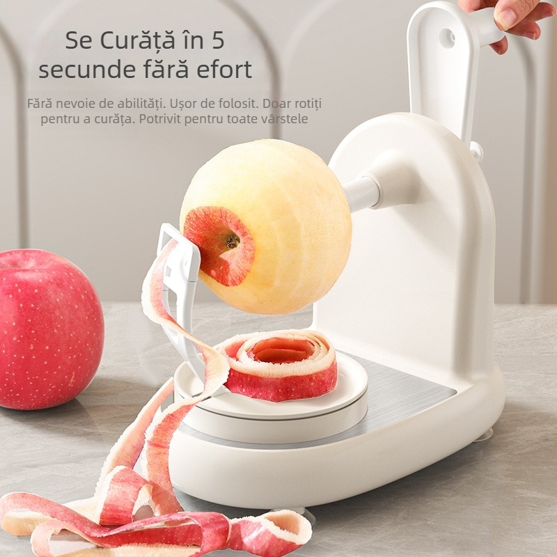 Curățător de mere cu manivelă – multifuncțional, din oțel inoxidabil + ABS, design minimalist modern