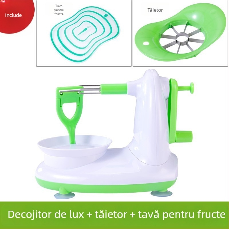Curățător de mere cu manivelă – multifuncțional, din oțel inoxidabil + ABS, design minimalist modern