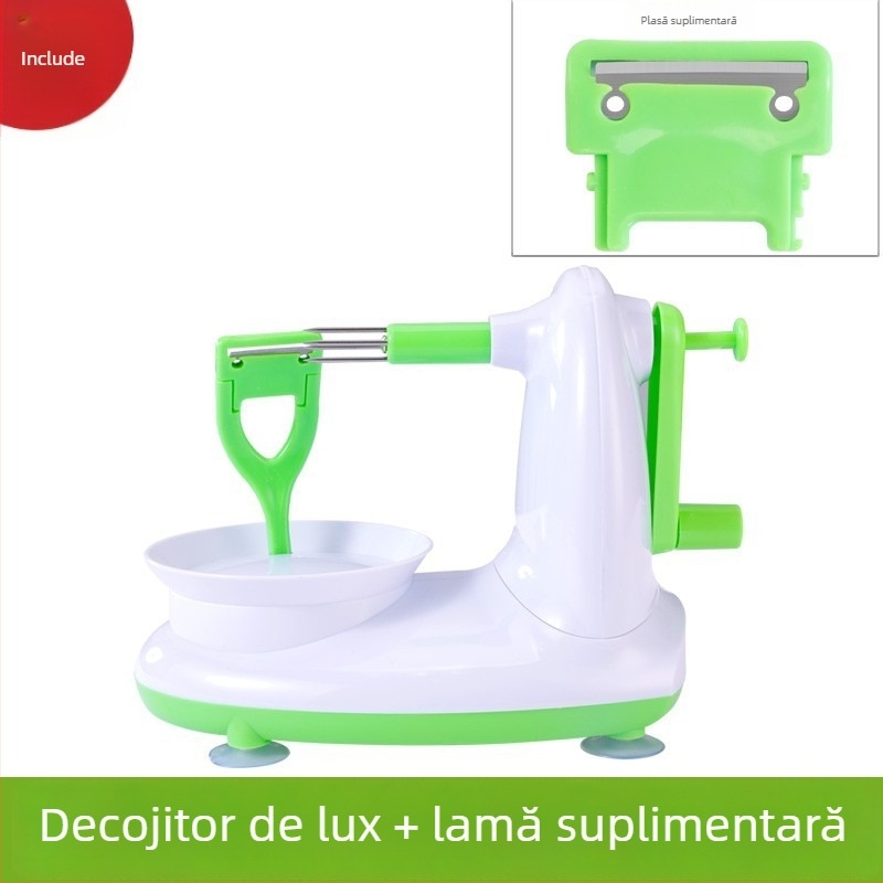 Curățător de mere cu manivelă – multifuncțional, din oțel inoxidabil + ABS, design minimalist modern