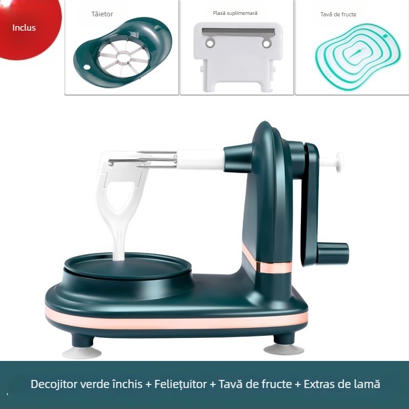Curățător de mere cu manivelă – multifuncțional, din oțel inoxidabil + ABS, design minimalist modern