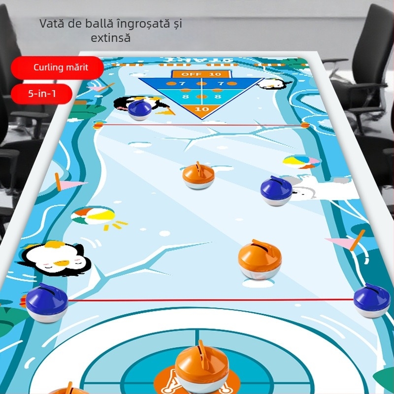 Joc de hochei pe masă - cinci în unu: curling și bowling, jucărie educațională interactivă pentru copii 4–6 ani, potrivit pentru interior