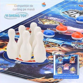 Joc de hochei pe masă pentru copii, pentru doi jucători, din plastic, educațional și interactiv, destinat copiilor între 4 și 6 ani.