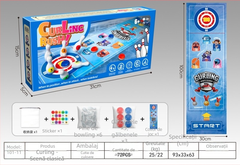 Joc de hochei pe masă pentru copii, pentru doi jucători, din plastic, educațional și interactiv, destinat copiilor între 4 și 6 ani.