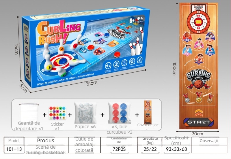 Joc de hochei pe masă pentru copii, pentru doi jucători, din plastic, educațional și interactiv, destinat copiilor între 4 și 6 ani.