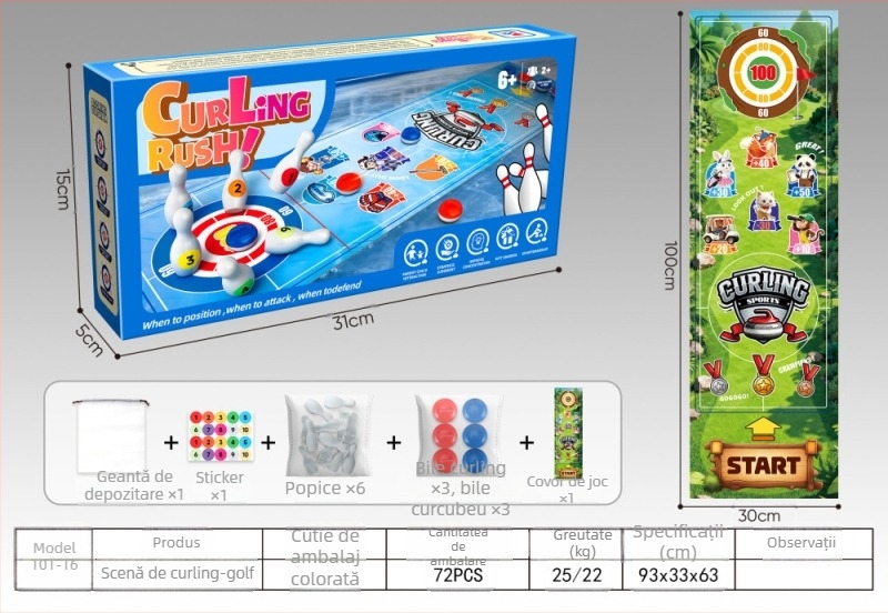 Joc de hochei pe masă pentru copii, pentru doi jucători, din plastic, educațional și interactiv, destinat copiilor între 4 și 6 ani.