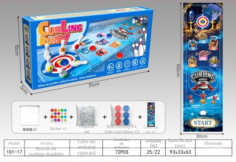 Joc de hochei pe masă pentru copii, pentru doi jucători, din plastic, educațional și interactiv, destinat copiilor între 4 și 6 ani.