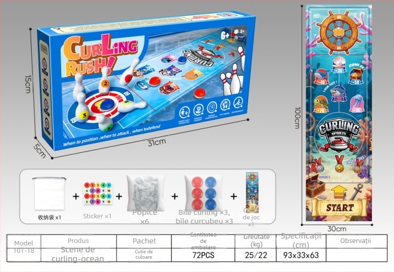 Joc de hochei pe masă pentru copii, pentru doi jucători, din plastic, educațional și interactiv, destinat copiilor între 4 și 6 ani.