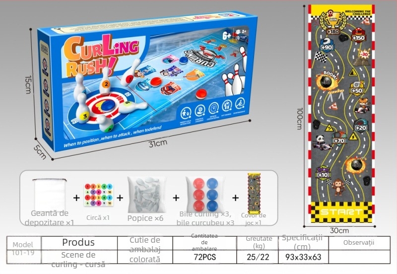 Joc de hochei pe masă pentru copii, pentru doi jucători, din plastic, educațional și interactiv, destinat copiilor între 4 și 6 ani.