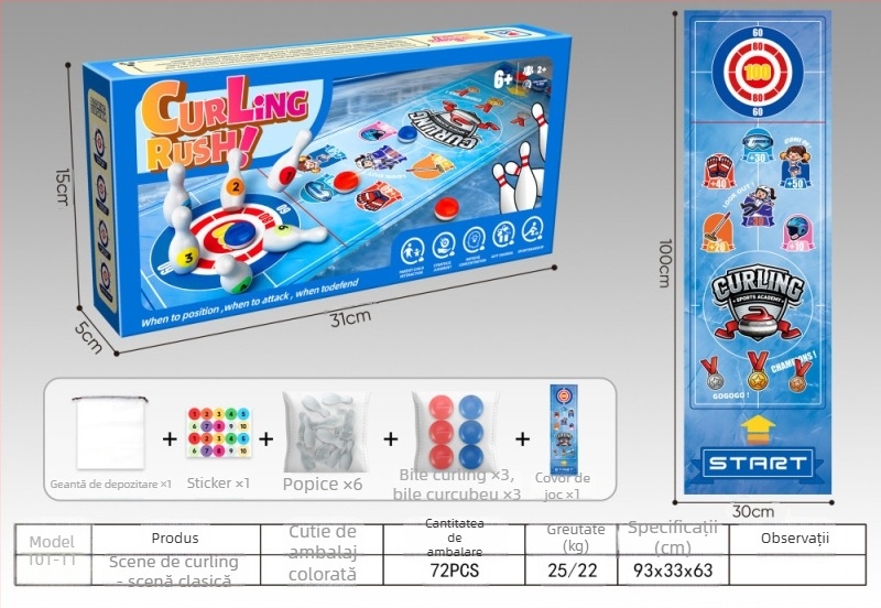 Joc de hochei pe masă pentru copii, pentru doi jucători, din plastic, educațional și interactiv, destinat copiilor între 4 și 6 ani.