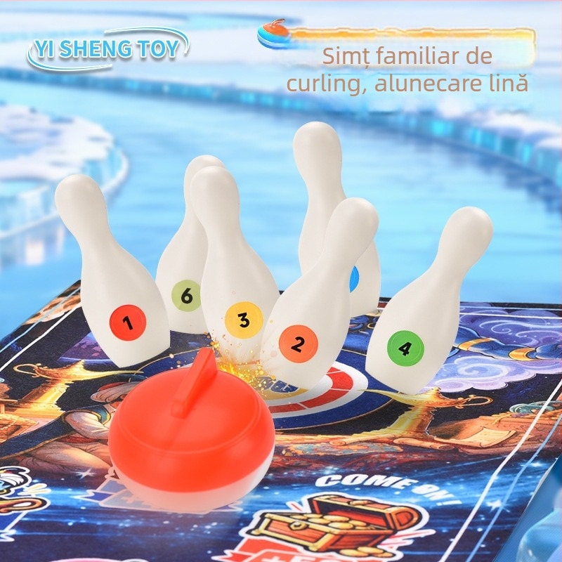 Joc de hochei pe masă pentru copii, pentru doi jucători, din plastic, educațional și interactiv, destinat copiilor între 4 și 6 ani.