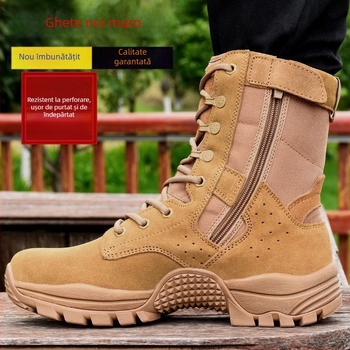 Ghete de luptă pentru instruire cu partea superioară din plasă respirabilă, guler înalt, talpă EVA, căptușeală PU și talpă din cauciuc