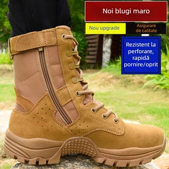 Ghete de luptă pentru instruire cu partea superioară din plasă respirabilă, guler înalt, talpă EVA, căptușeală PU și talpă din cauciuc