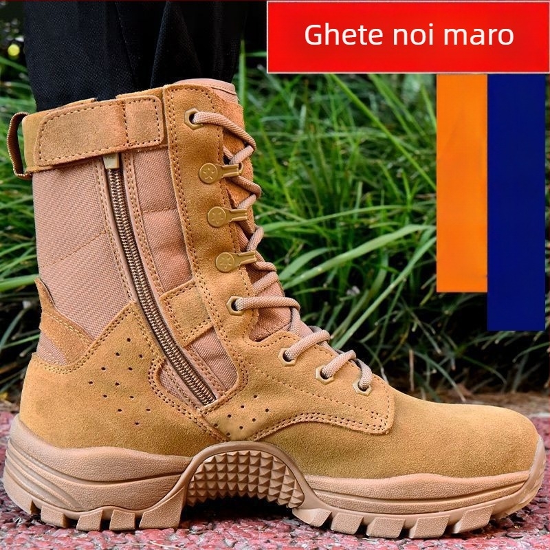 Ghete de luptă pentru instruire cu partea superioară din plasă respirabilă, guler înalt, talpă EVA, căptușeală PU și talpă din cauciuc