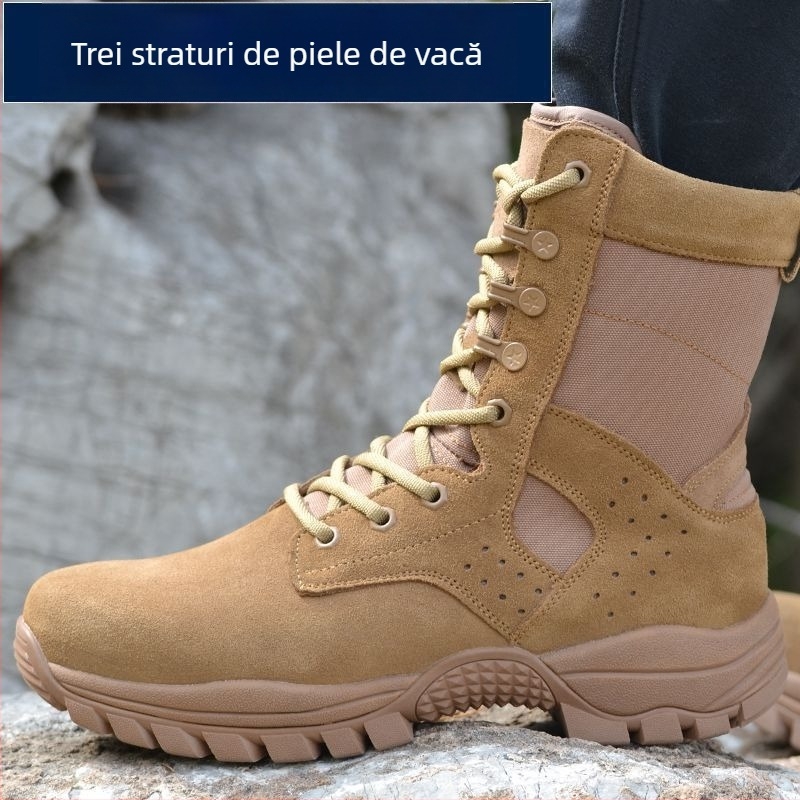 Ghete de luptă pentru instruire cu partea superioară din plasă respirabilă, guler înalt, talpă EVA, căptușeală PU și talpă din cauciuc