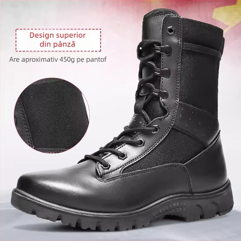 Ghete tactice înalte pentru exterior, impermeabile și respirabile, rezistente la uzură, cu talpă EVA și partea superioară din fibră superioară, bocanci de tip militar