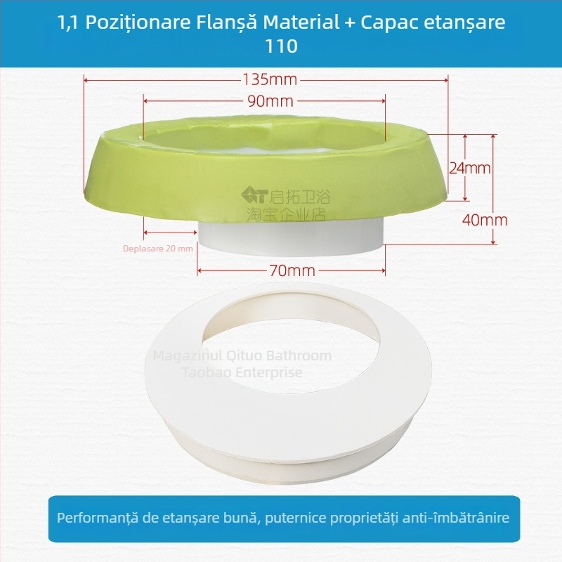 Inel de flanșă pentru toaletă cu deodorant și sigilare împotriva scurgerilor, certificat CE, marcă altă, fără montaj