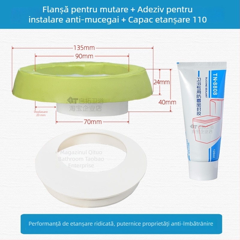 Inel de flanșă pentru toaletă cu deodorant și sigilare împotriva scurgerilor, certificat CE, marcă altă, fără montaj