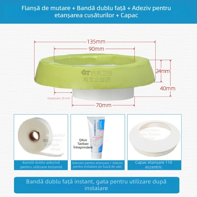 Inel de flanșă pentru toaletă cu deodorant și sigilare împotriva scurgerilor, certificat CE, marcă altă, fără montaj